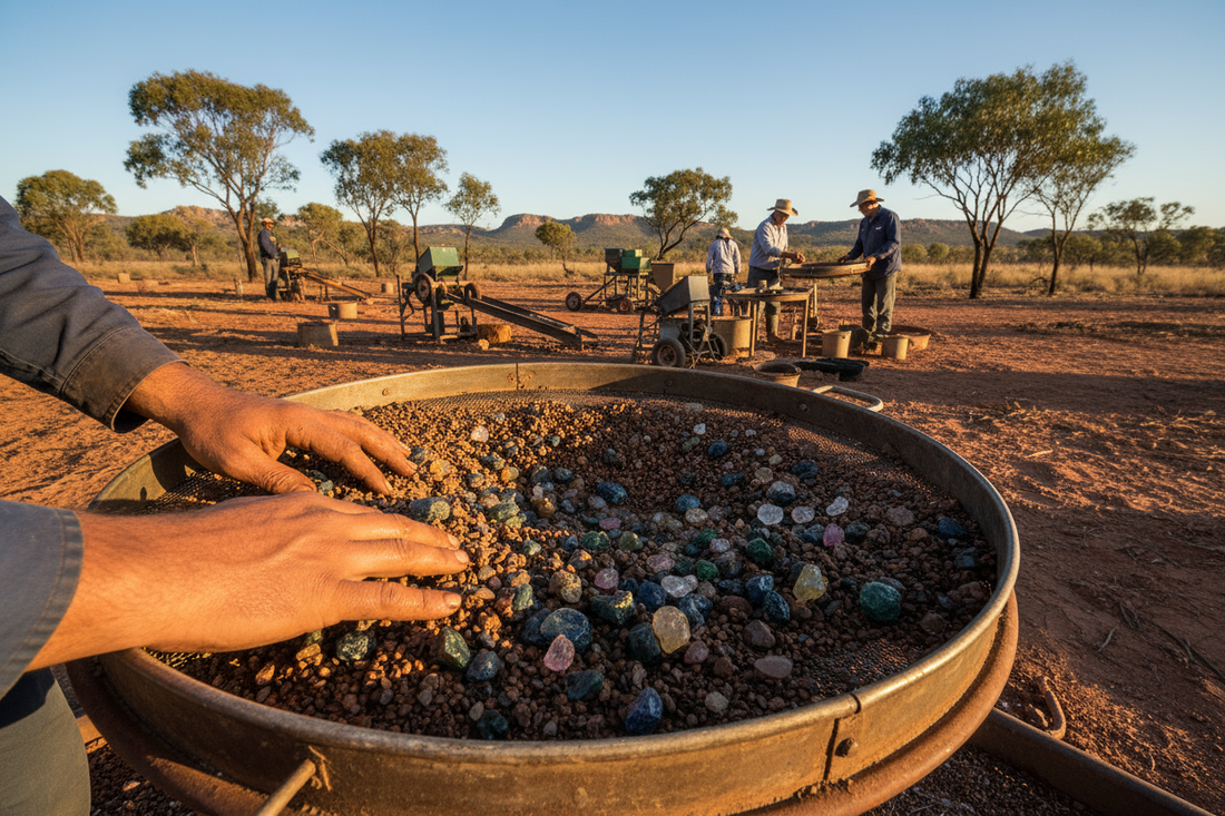 Queensland sapphire mining in Central Queensland Gemfields Australia - rough natural sapphires