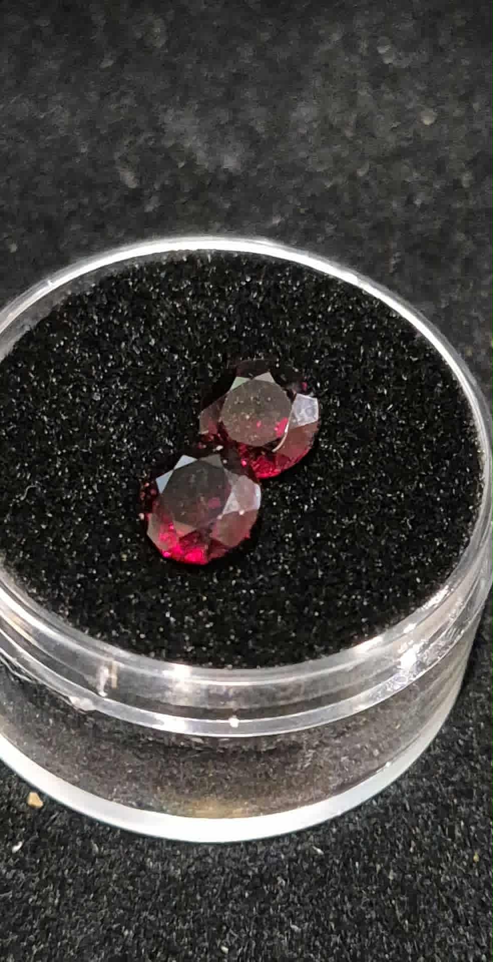 Red Garnet Matched Pair 1.85 Carat - Round Cut January Birthstone