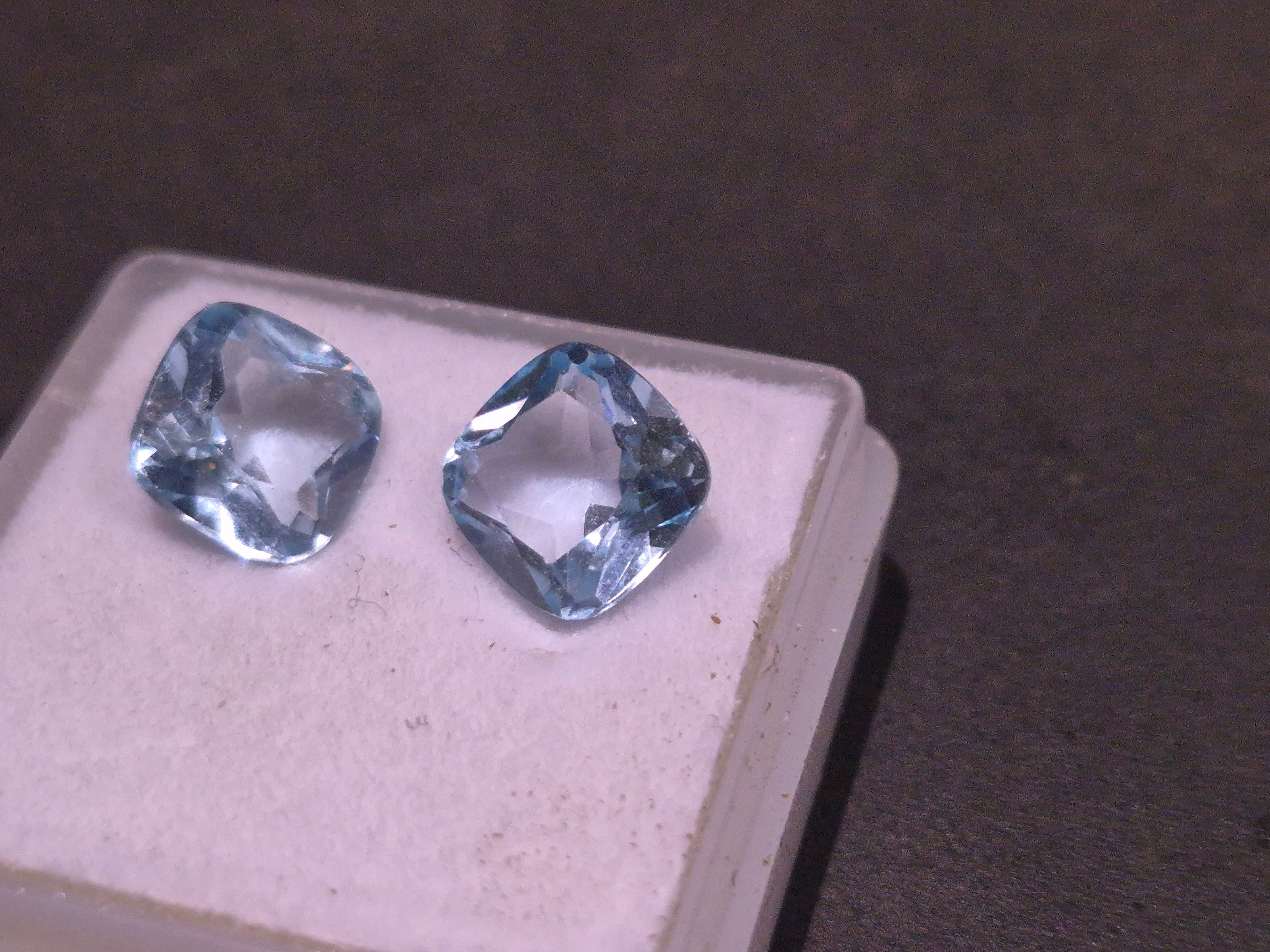 Natural blue topaz pair 5.2ct square cut December birthstone for jewelry designers