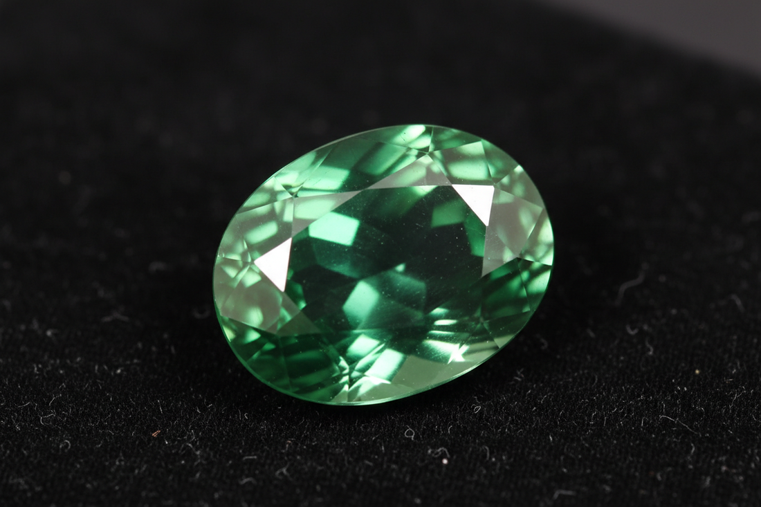 Vivid green sapphire gemstone - nature's rare gem - pure green natural sapphire with brilliant cut - RichosRocks Australia