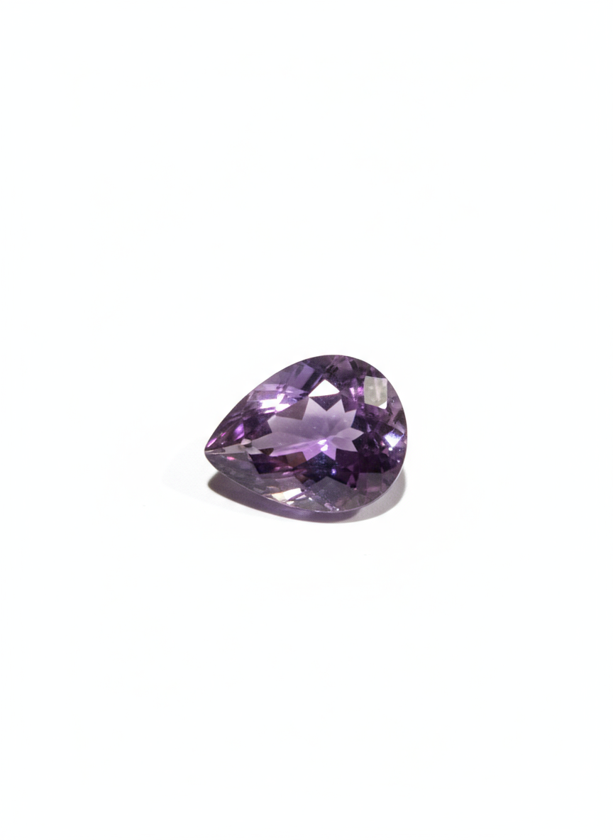 Natural amethyst teardrop gemstone 3.2 carat purple loose stone