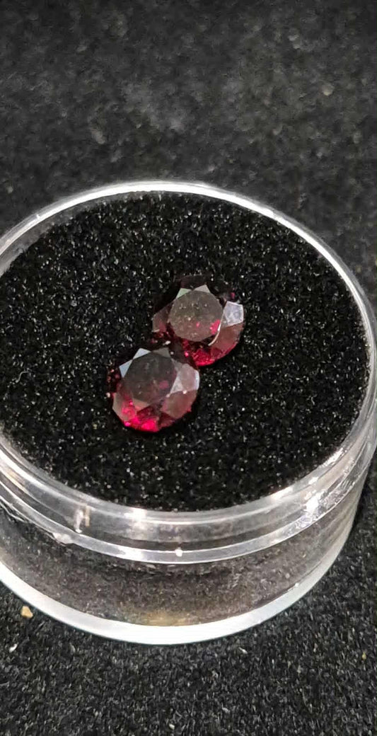 Red Garnet Matched Pair 1.85 Carat - Round Cut January Birthstone