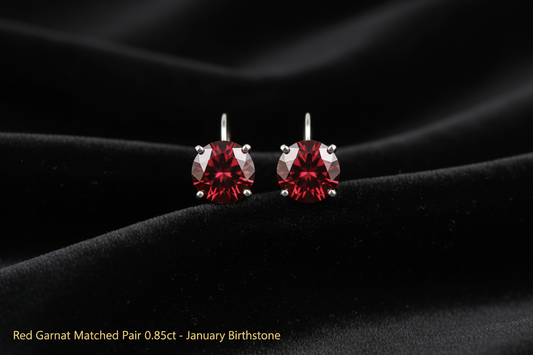 Natural Red Garnet Matched Pair 0.85ct | Round Brilliant Cut | January Birthstone Earring Stones | RichosRocks Australia - RichosRocks - Natural Red Garnet Matched Pair 0.85ct | Round Brilliant Cut | January Birthstone Earring Stones | RichosRocks Australia