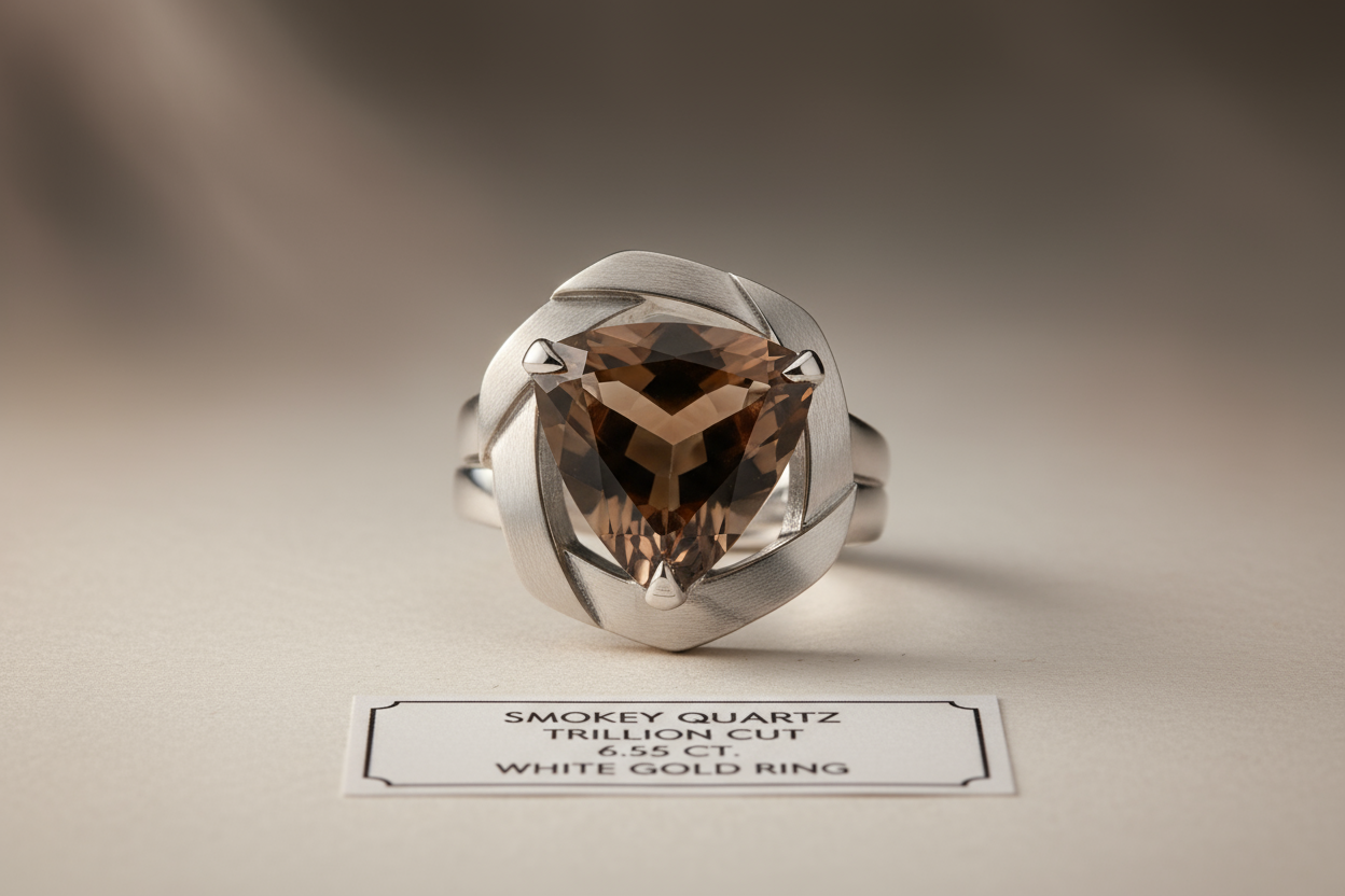 Natural Smokey Quartz Trillion Cut 6.55 Carat | Brown Gemstone | Modern Jewelry Stone | RichosRocks Australia - RichosRocks - Natural Smokey Quartz Trillion Cut 6.55 Carat | Brown Gemstone | Modern Jewelry Stone | RichosRocks Australia