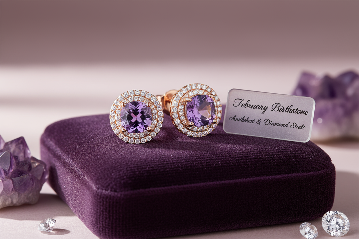 Natural Amethyst Matched Pair 2.5ct | Rare One-of-a-Kind Match | Round Cut Purple Earring Stones | February Birthstone Australia - RichosRocks - Natural Amethyst Matched Pair 2.5ct | Rare One-of-a-Kind Match | Round Cut Purple Earring Stones | February Birthstone Australia