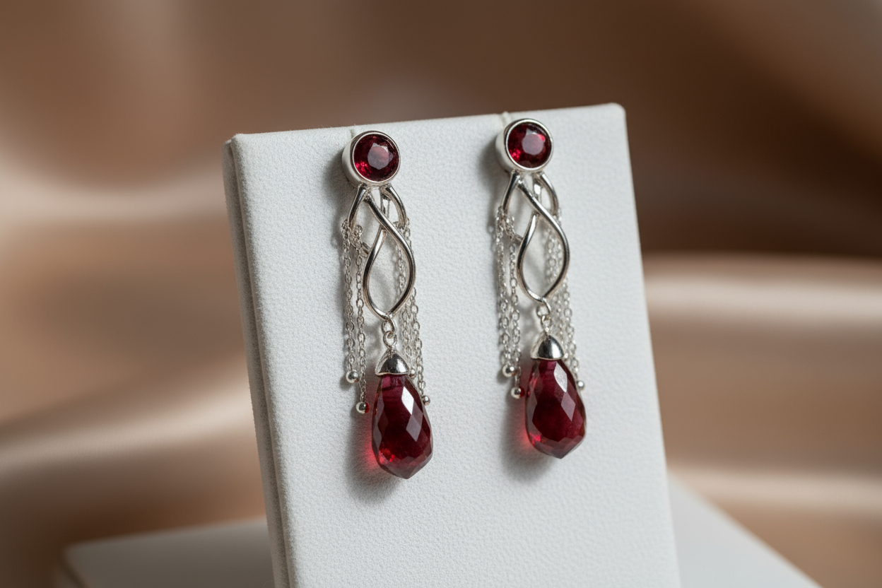 Natural Red Garnet Matched Pair 1.85ct | Round Brilliant Cut | January Birthstone Earring Stones | RichosRocks Australia - RichosRocks - Natural Red Garnet Matched Pair 1.85ct | Round Brilliant Cut | January Birthstone Earring Stones | RichosRocks Australia