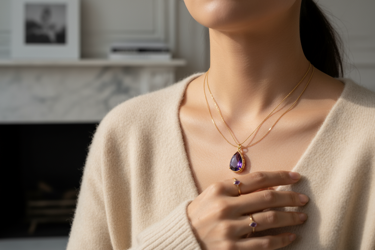 Natural Amethyst Teardrop 3.2ct | Eye-Clean Purple Gemstone Pendant | February Birthstone | Australian Mined - RichosRocks - Natural Amethyst Teardrop 3.2ct | Eye-Clean Purple Gemstone Pendant | February Birthstone | Australian Mined