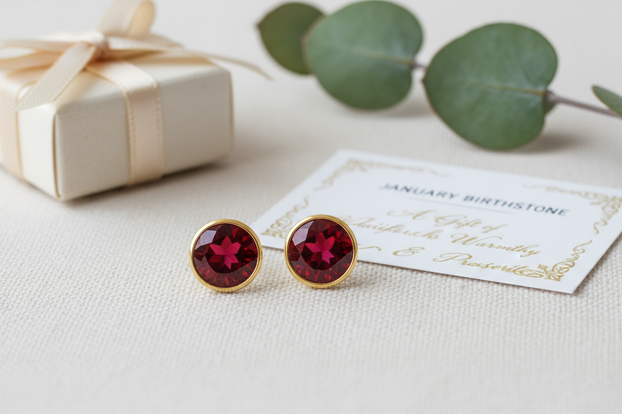 Natural Red Garnet Matched Pair 0.85ct | Round Brilliant Cut | January Birthstone Earring Stones | RichosRocks Australia - RichosRocks - Natural Red Garnet Matched Pair 0.85ct | Round Brilliant Cut | January Birthstone Earring Stones | RichosRocks Australia