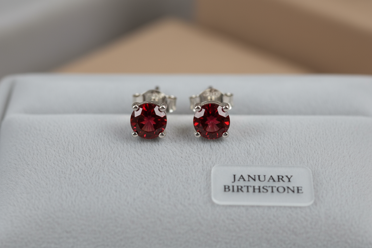 Natural Red Garnet Matched Pair 0.85ct | Round Brilliant Cut | January Birthstone Earring Stones | RichosRocks Australia - RichosRocks - Natural Red Garnet Matched Pair 0.85ct | Round Brilliant Cut | January Birthstone Earring Stones | RichosRocks Australia