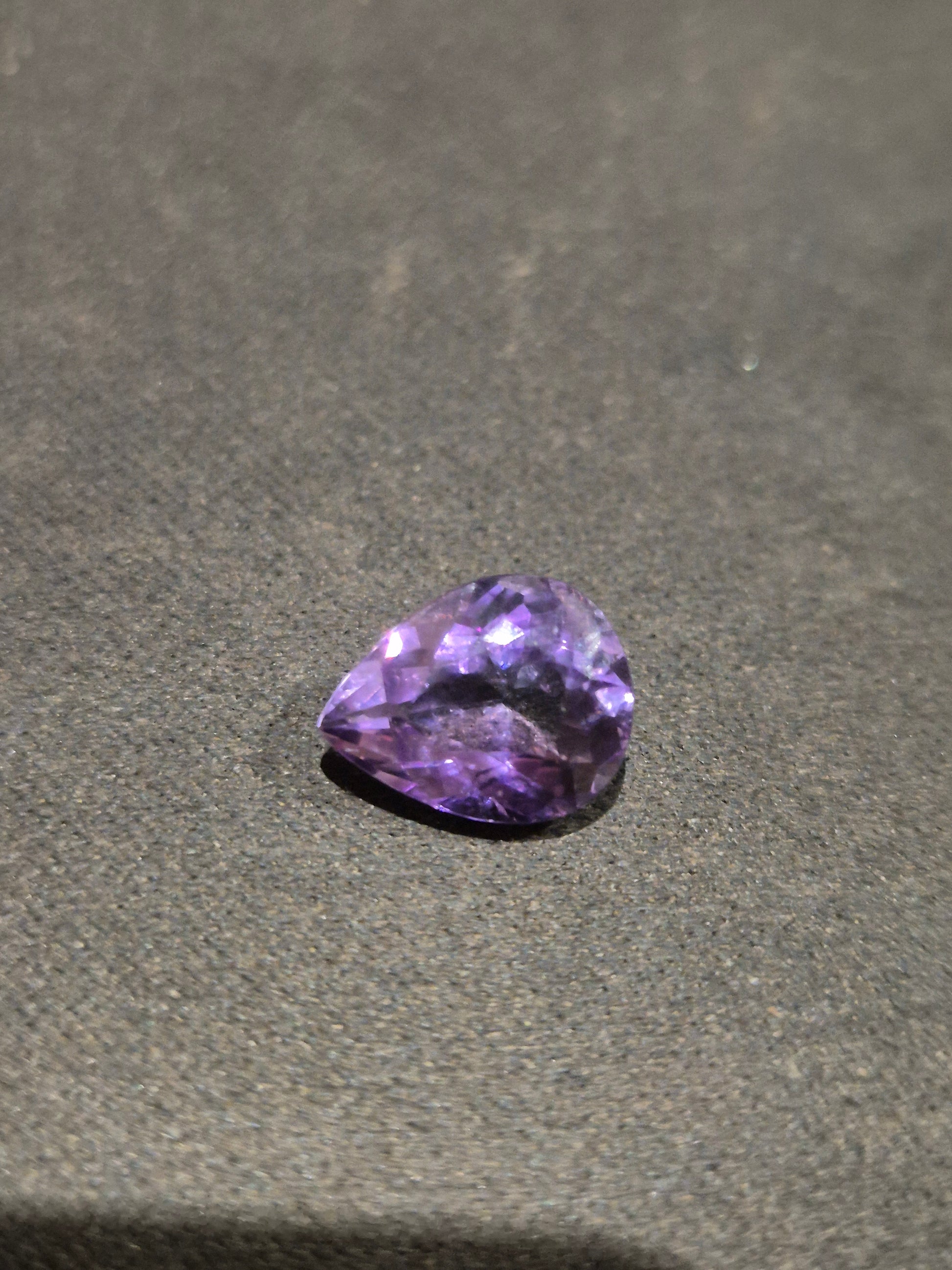 Teardrop cut amethyst gemstone for custom jewelry pendant
